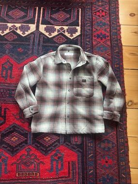 Zara Textured Flannel Button Down Shacket Youth Size 9-10 burgundy and black